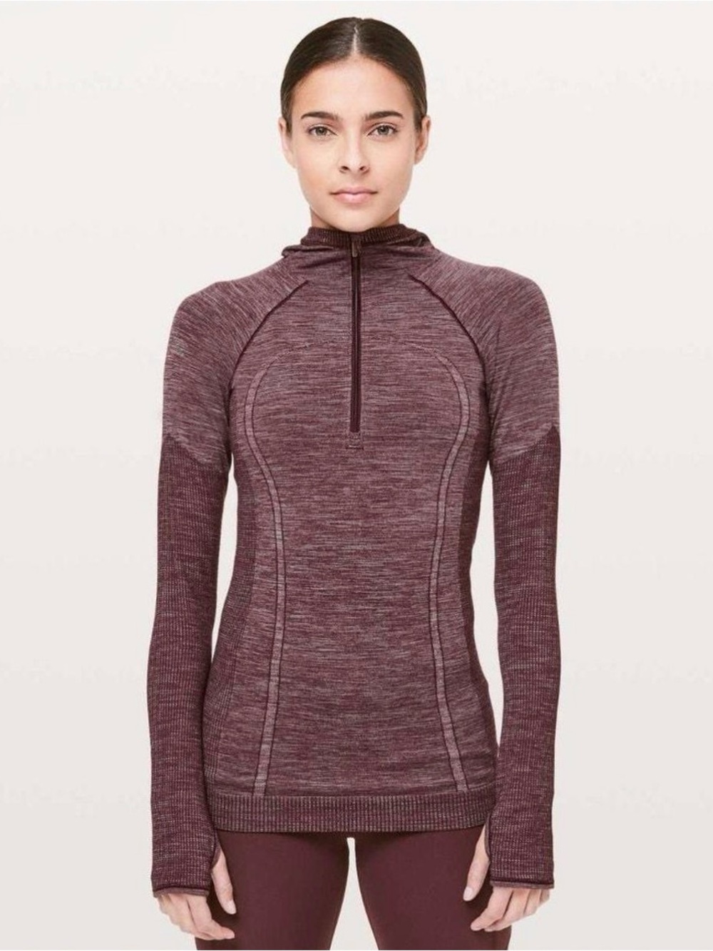 lululemon athletica Maroon Half-Zip Seam Detail Pullover